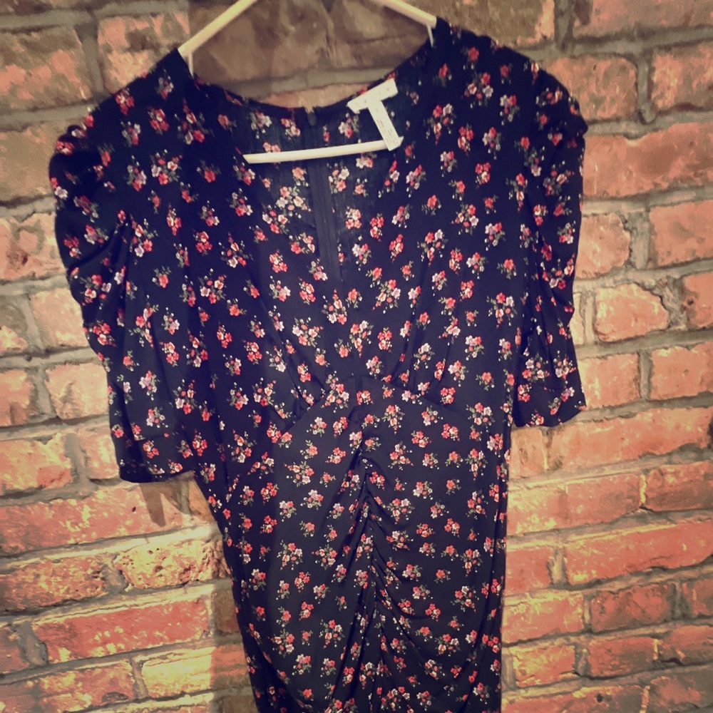 Leith floral ruched mini dress